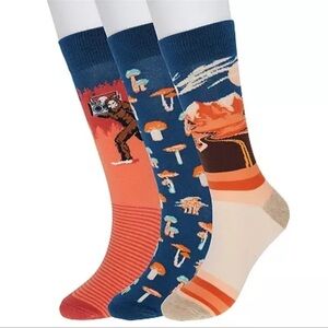 3-pack Mixed Novelty Socks, Bigfoot/Mushrooms/Desert, NWT